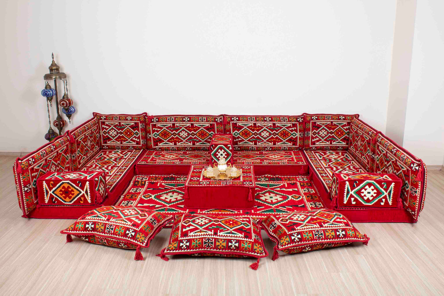 Anatolian Red U Shaped Sofa Set