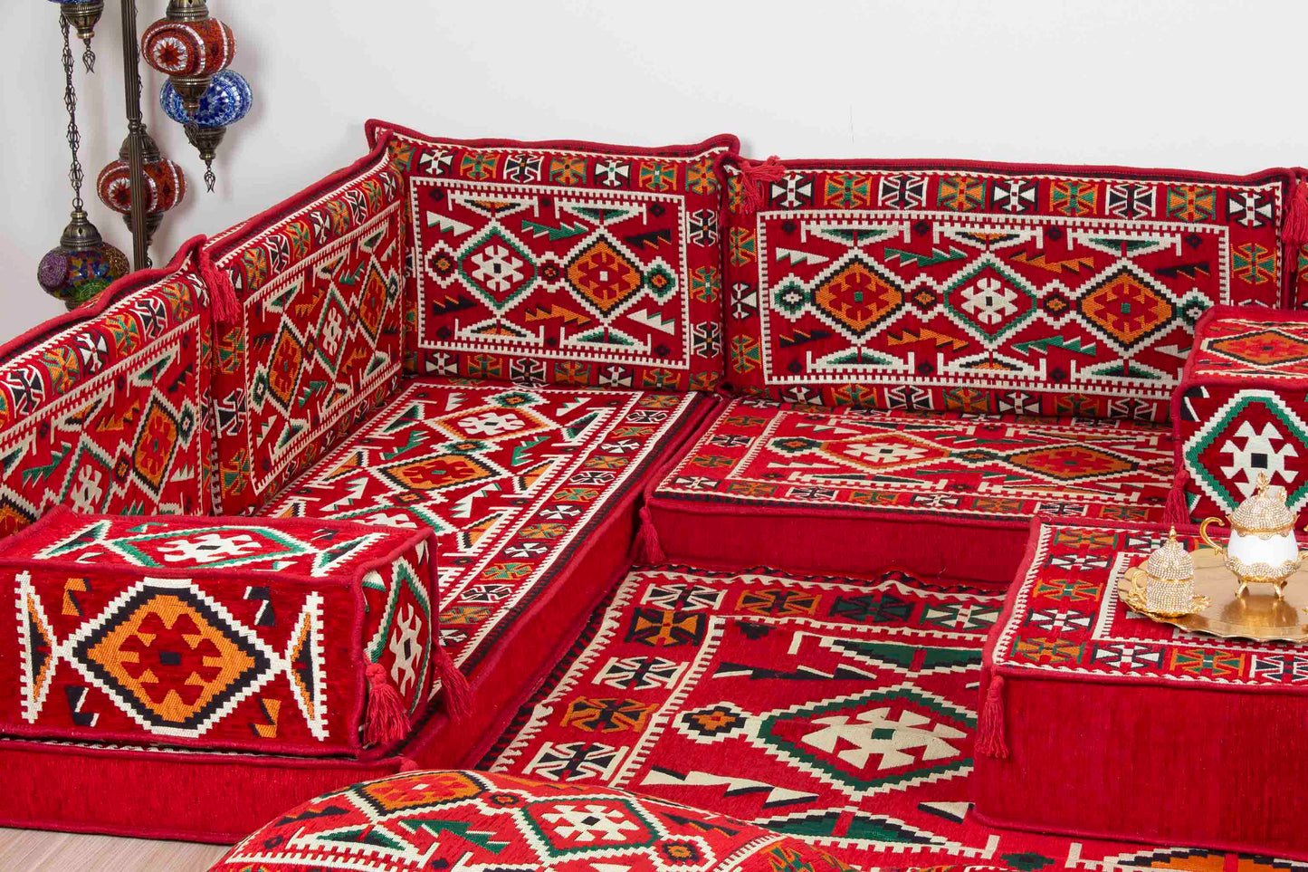 Anatolian Red U Shaped Sofa Set