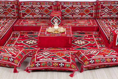 Anatolian Red U Shaped Sofa Set