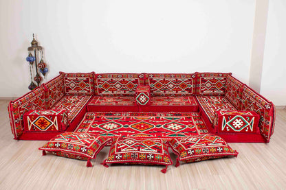 Anatolian Red U Shaped Sofa Set