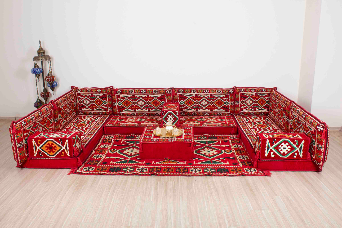 Anatolian Red U Shaped Sofa Set