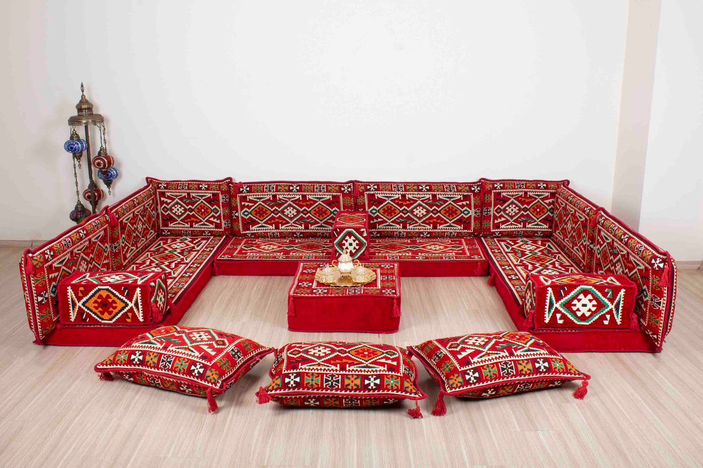 Anatolian Red U Shaped Sofa Set