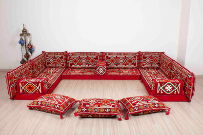 Anatolian Red U Shaped Sofa Set