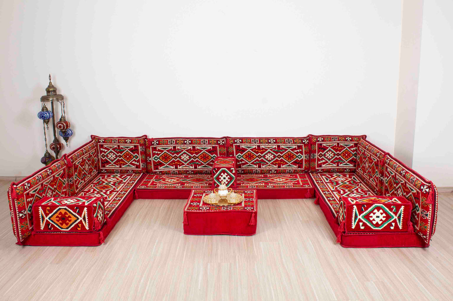 Anatolian Red U Shaped Sofa Set