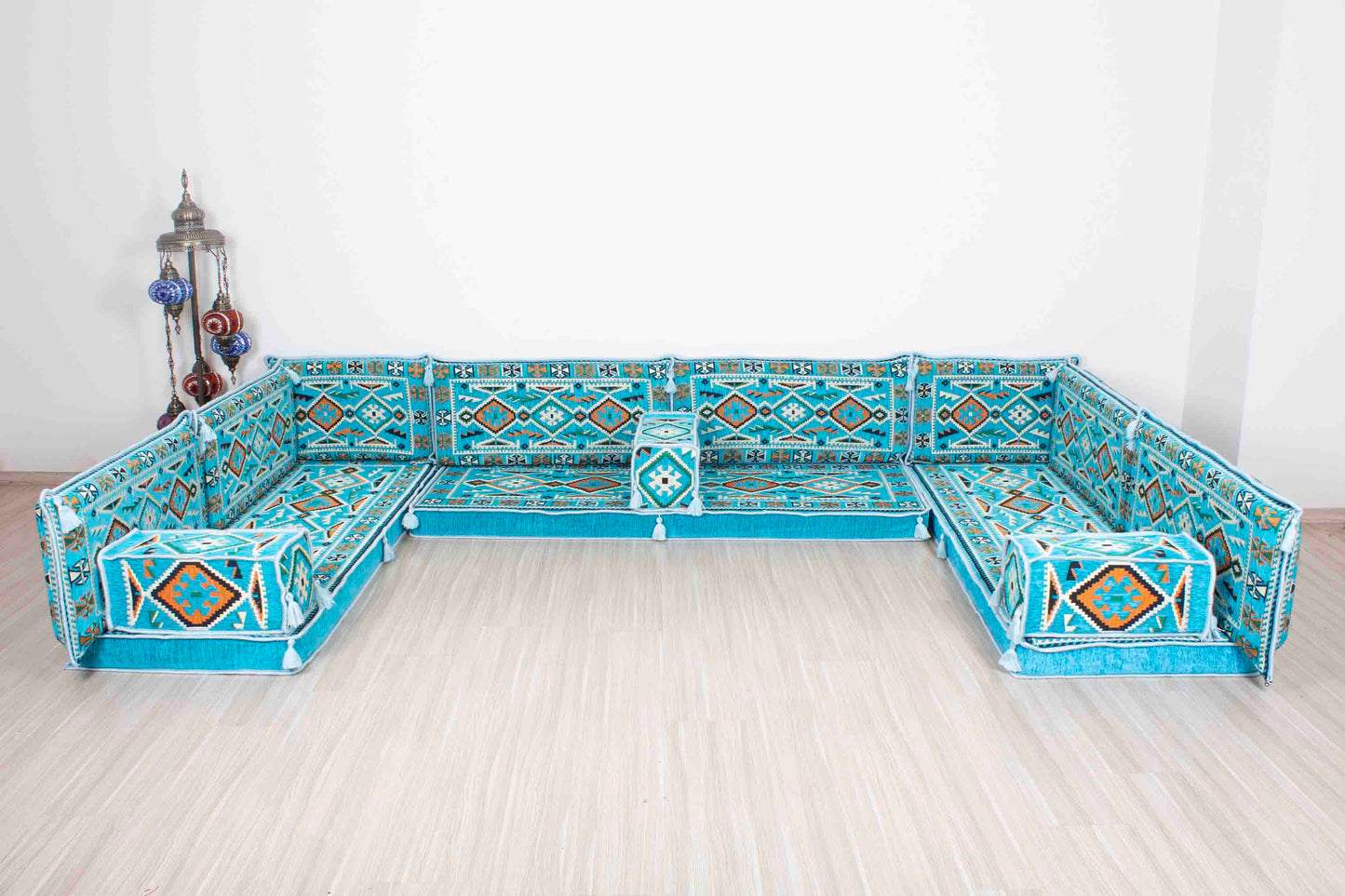 Anatolian Light Blue U Shaped Sofa Set