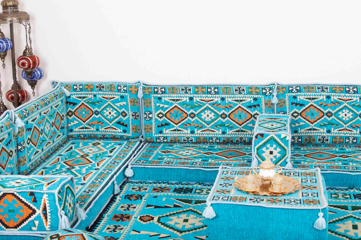 Anatolian Light Blue U Shaped Sofa Set