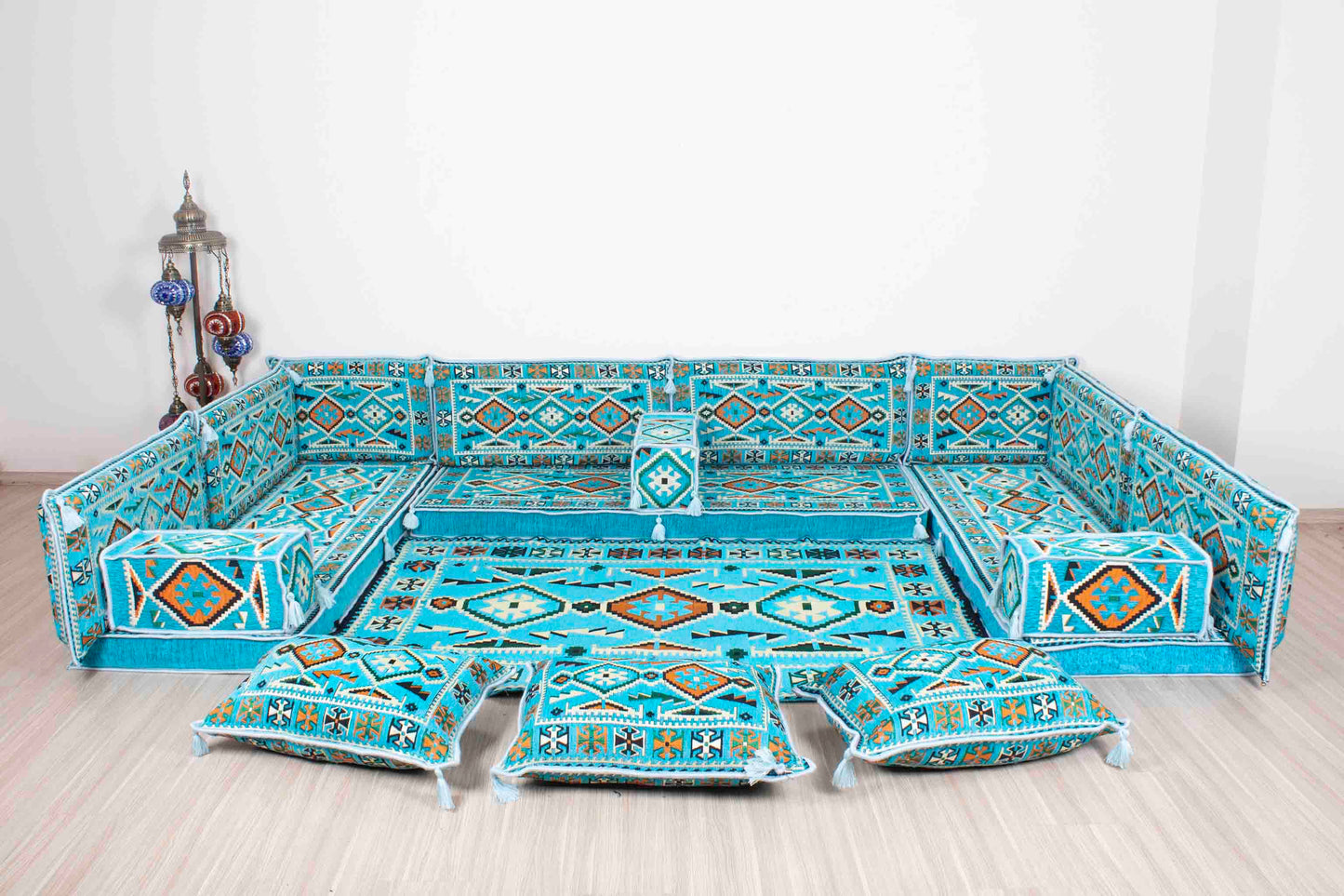 Anatolian Light Blue U Shaped Sofa Set