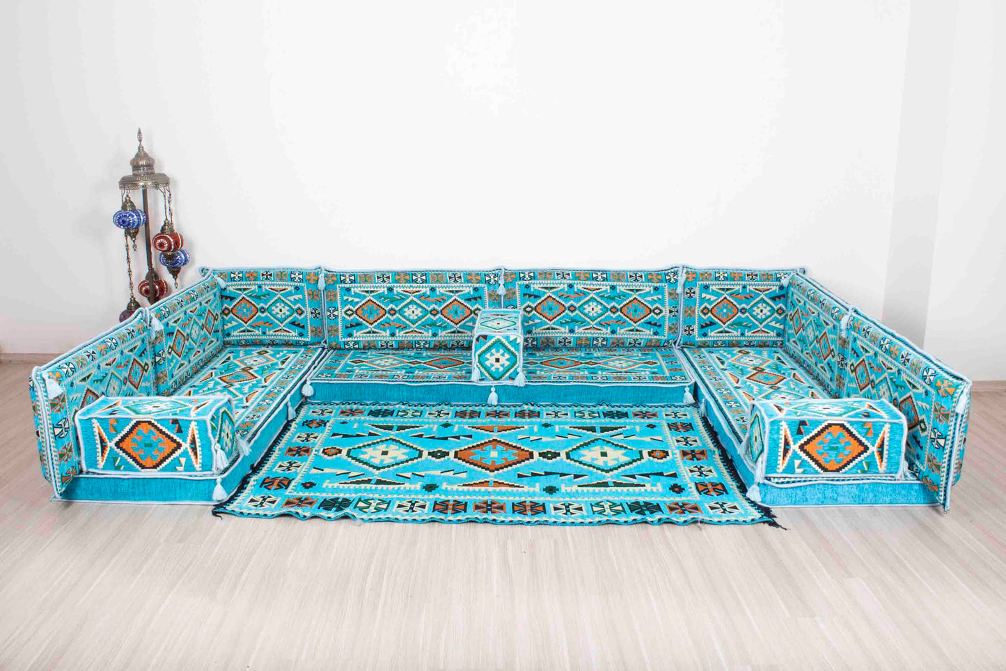 Anatolian Light Blue U Shaped Sofa Set