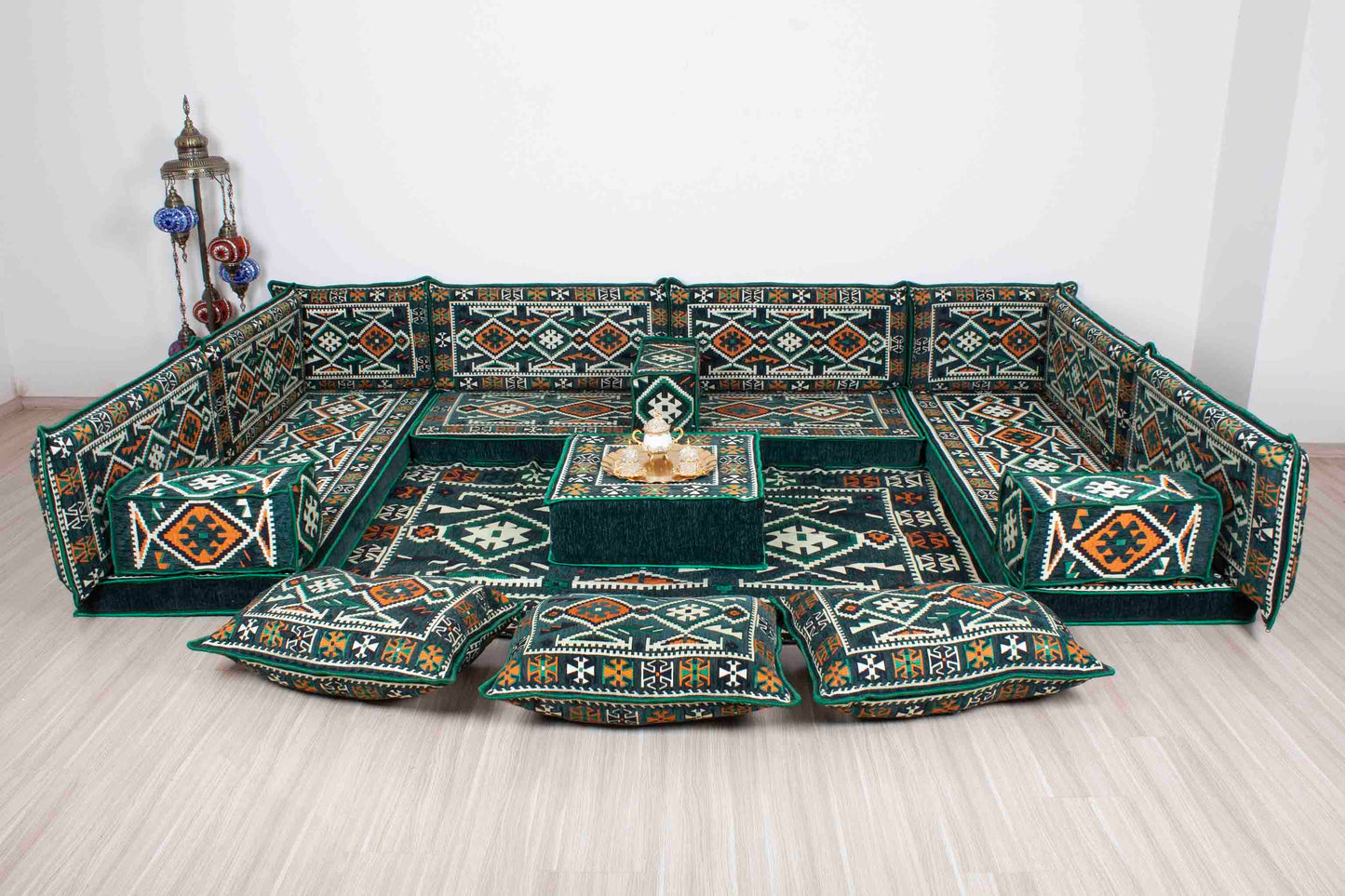 Anatolian Green U Shaped Sofa Set