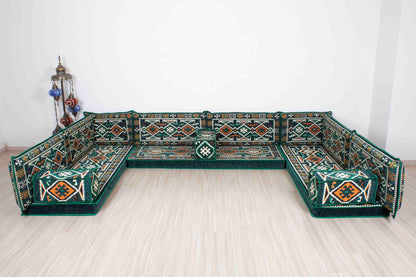 Anatolian Green U Shaped Sofa Set