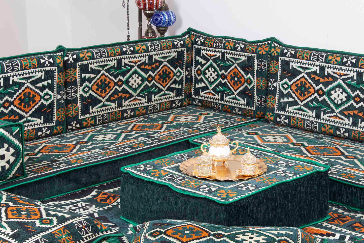 Anatolian Green L Shaped Sofa Set