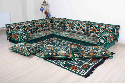 Anatolian Green L Shaped Sofa Set