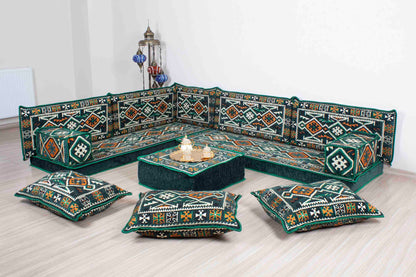 Anatolian Green L Shaped Sofa Set