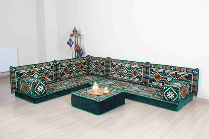 Anatolian Green L Shaped Sofa Set