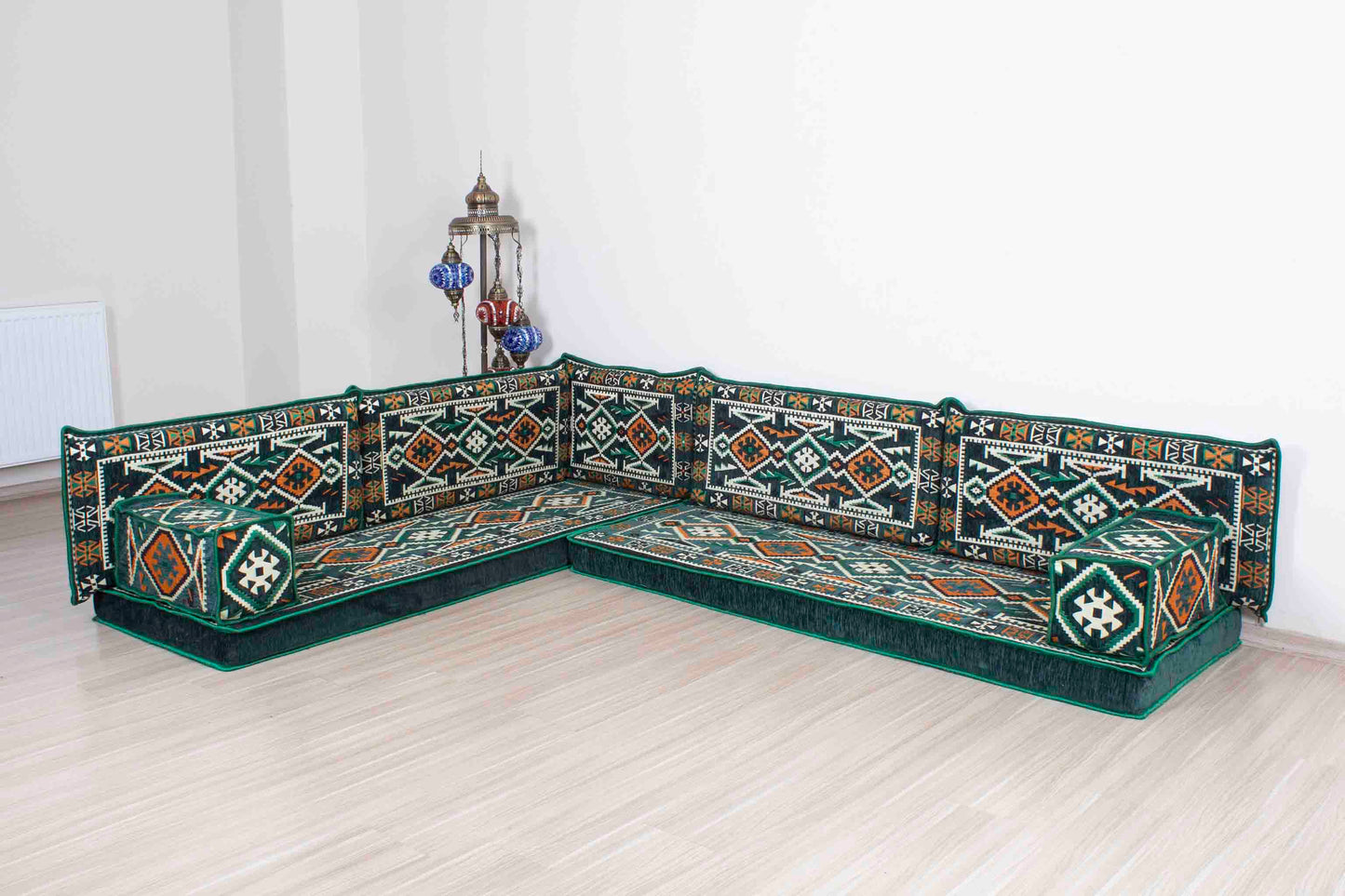 Anatolian Green L Shaped Sofa Set