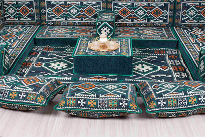 Anatolian Green U Shaped Sofa Set