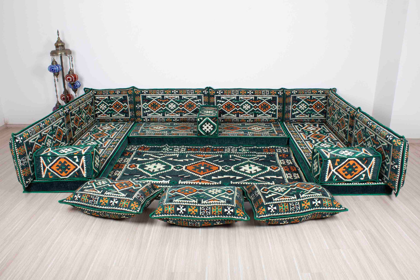 Anatolian Green U Shaped Sofa Set