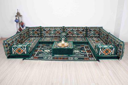 Anatolian Green U Shaped Sofa Set