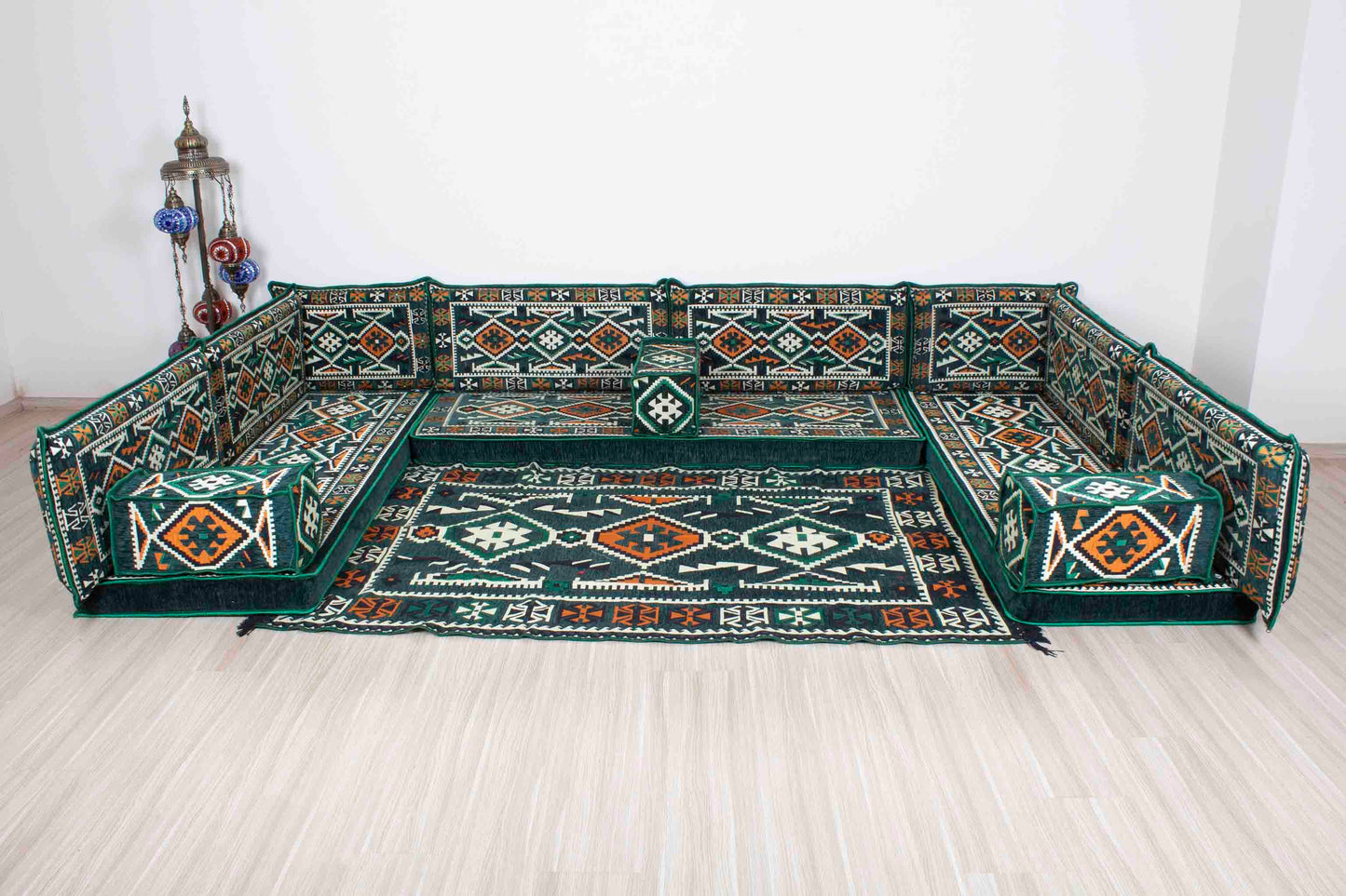 Anatolian Green U Shaped Sofa Set