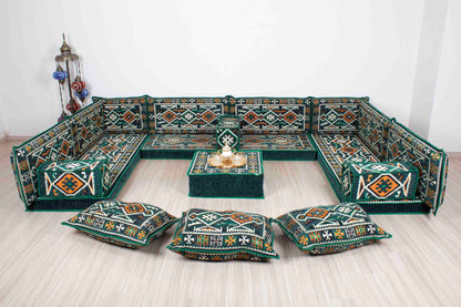 Anatolian Green U Shaped Sofa Set