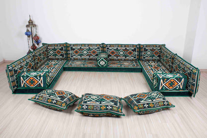 Anatolian Green U Shaped Sofa Set