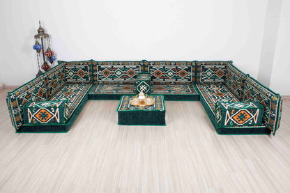 Anatolian Green U Shaped Sofa Set