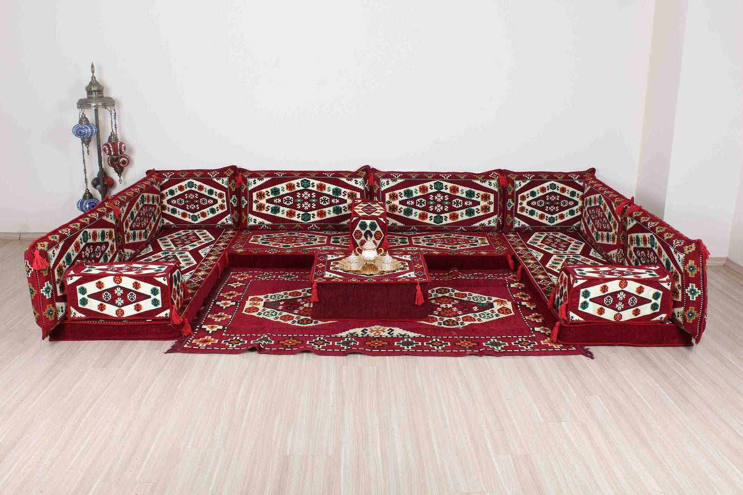 Ephesus Maroon U Shaped Sofa Set