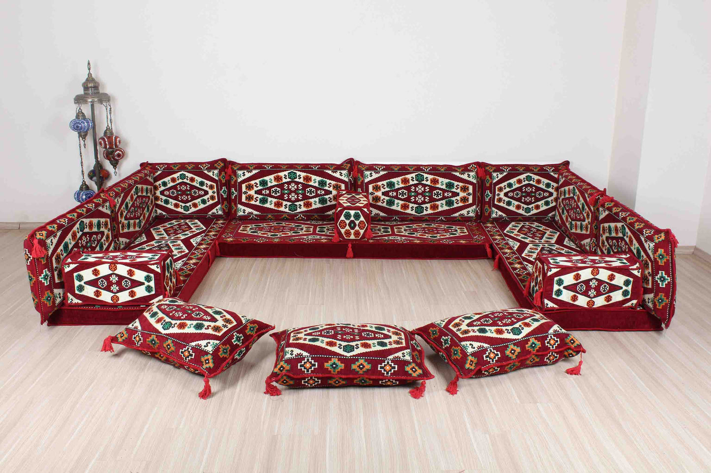 Ephesus Maroon U Shaped Sofa Set