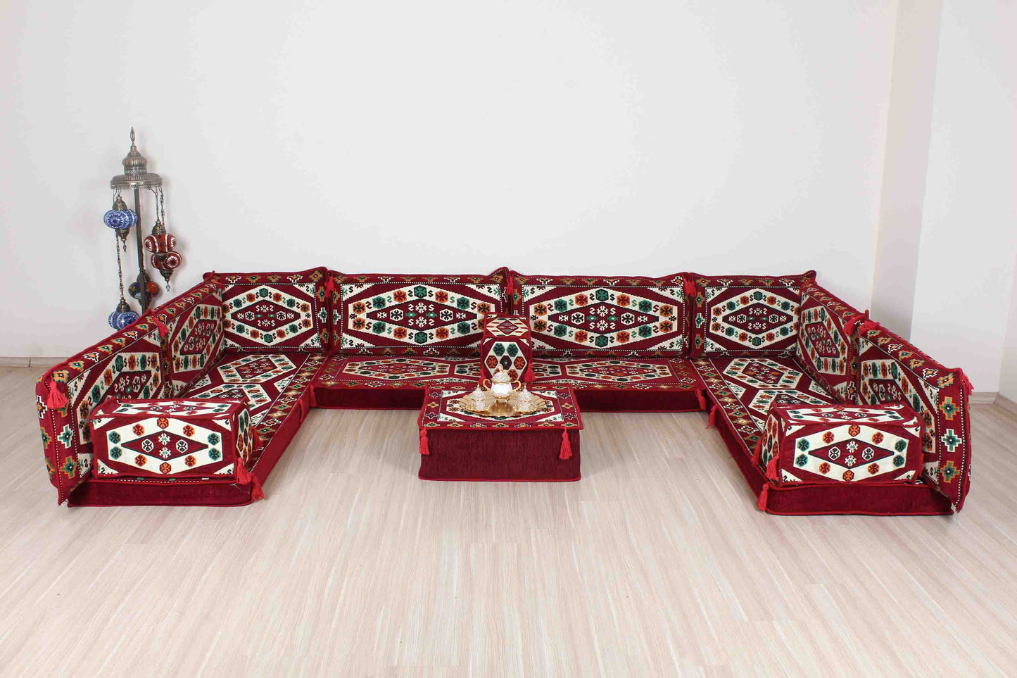 Ephesus Maroon U Shaped Sofa Set