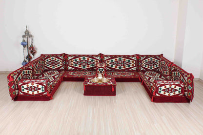 Ephesus Maroon U Shaped Sofa Set