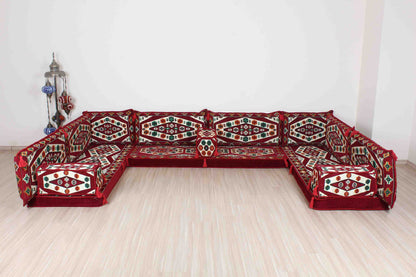 Ephesus Maroon U Shaped Sofa Set