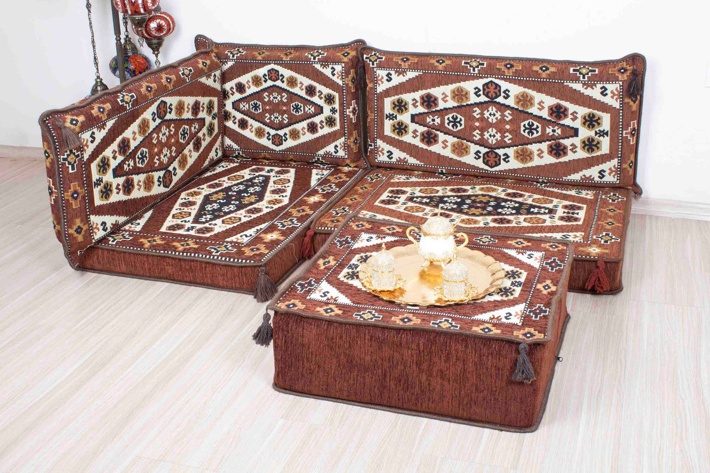 Ephesus Brown Mini L Shaped Sofa Set