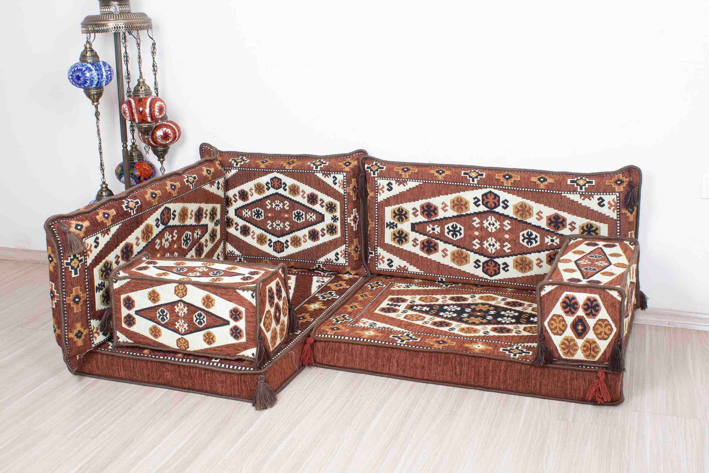 Ephesus Brown Mini L Shaped Sofa Set