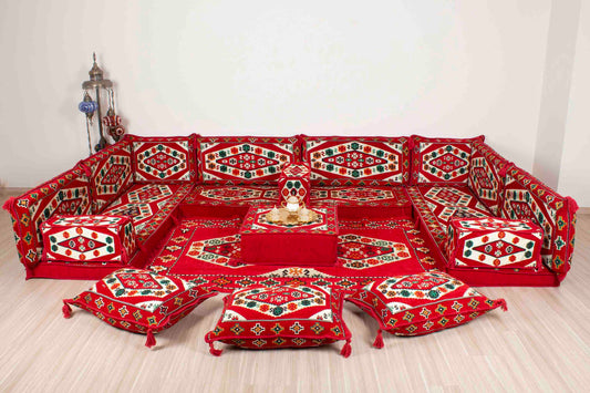 Ephesus Red U Shaped Sofa Set