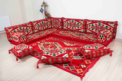 Ephesus Red L Shaped Sofa Set