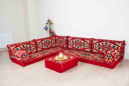 Ephesus Red L Shaped Sofa Set