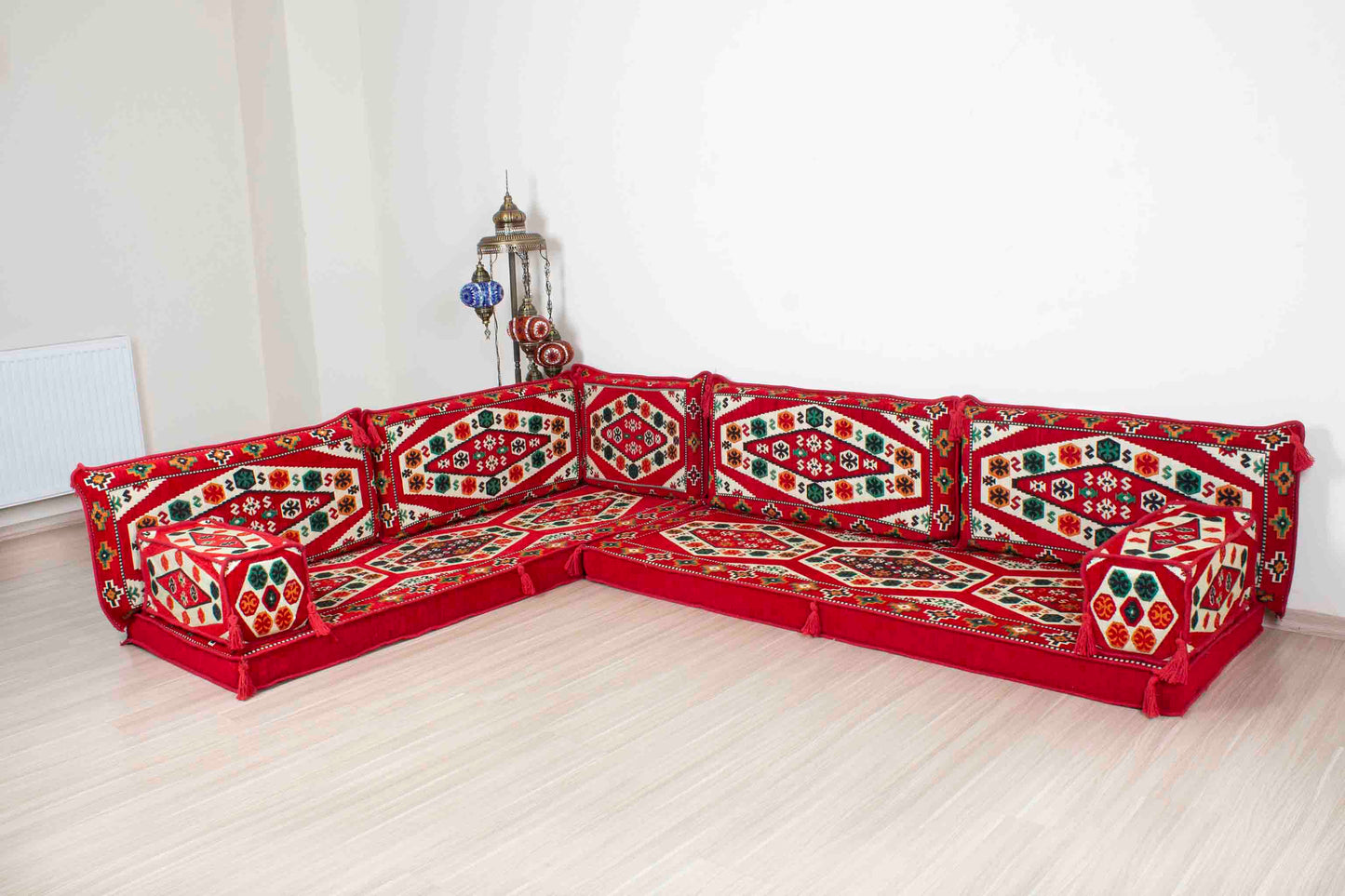 Ephesus Red L Shaped Sofa Set