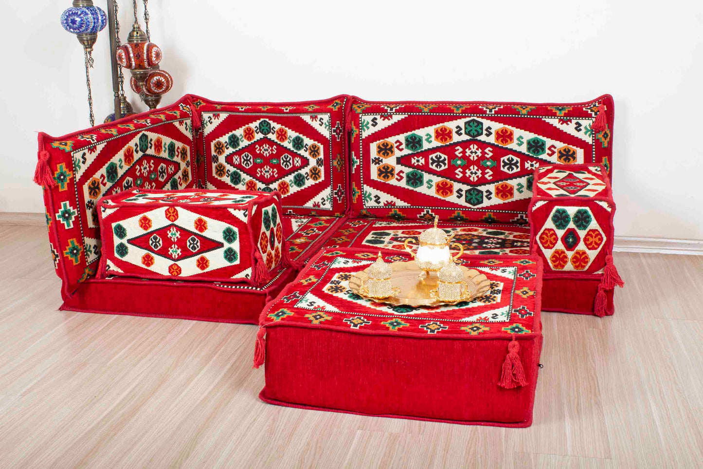 Ephesus Red Mini L Shaped Sofa Set