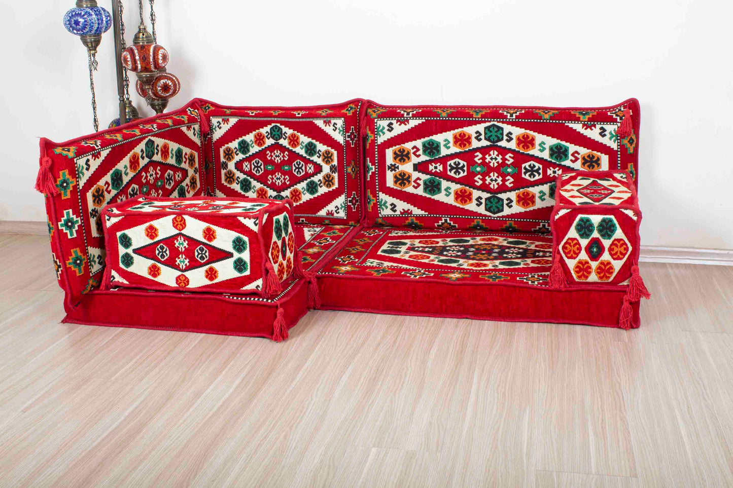 Ephesus Red Mini L Shaped Sofa Set