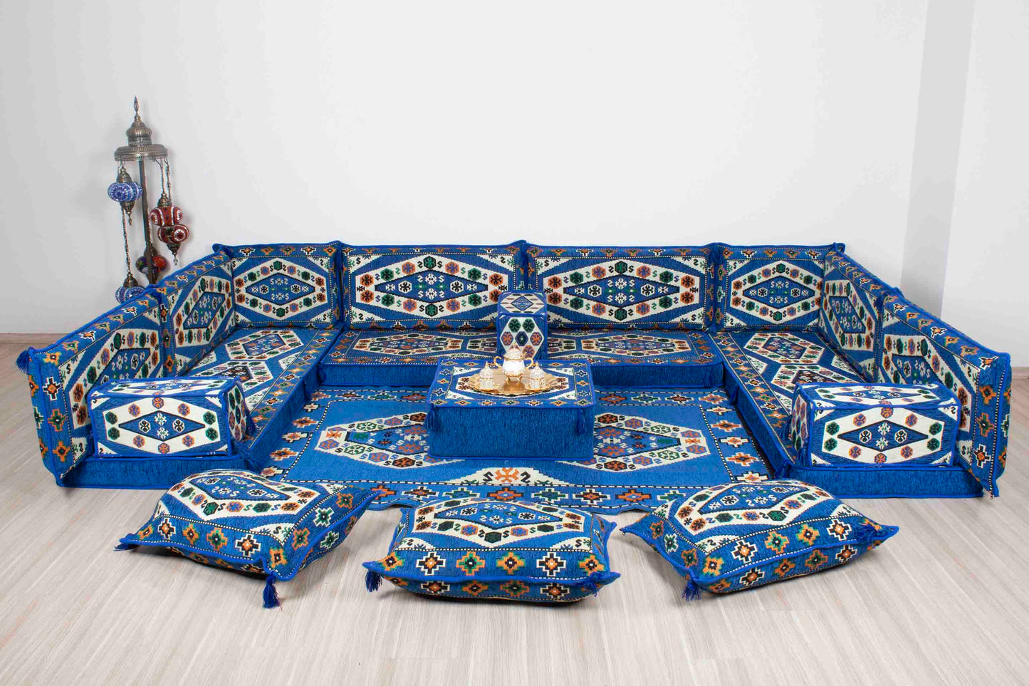 Ephesus Blue U Shaped Sofa Set