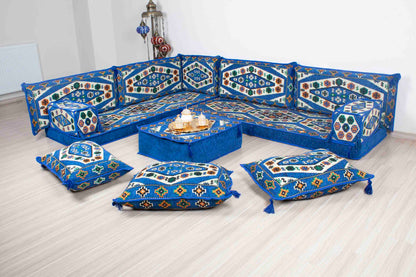 Ephesus Blue L Shaped Sofa Set