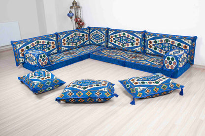 Ephesus Blue L Shaped Sofa Set