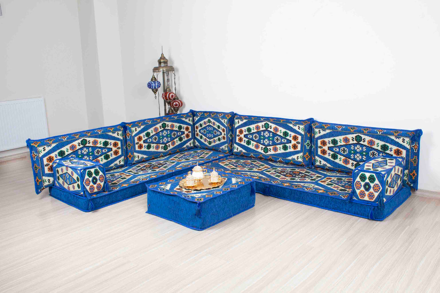 Ephesus Blue L Shaped Sofa Set