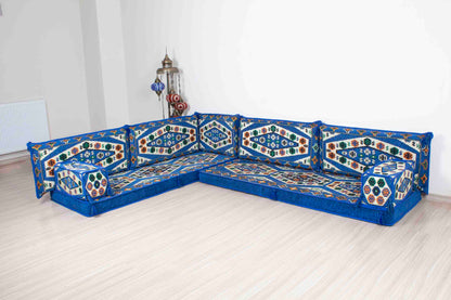 Ephesus Blue L Shaped Sofa Set