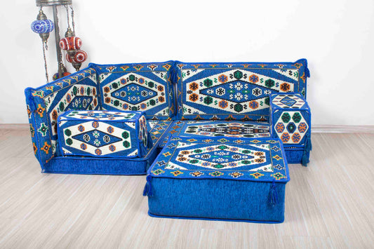 Ephesus Blue Mini L Shaped Sofa Set