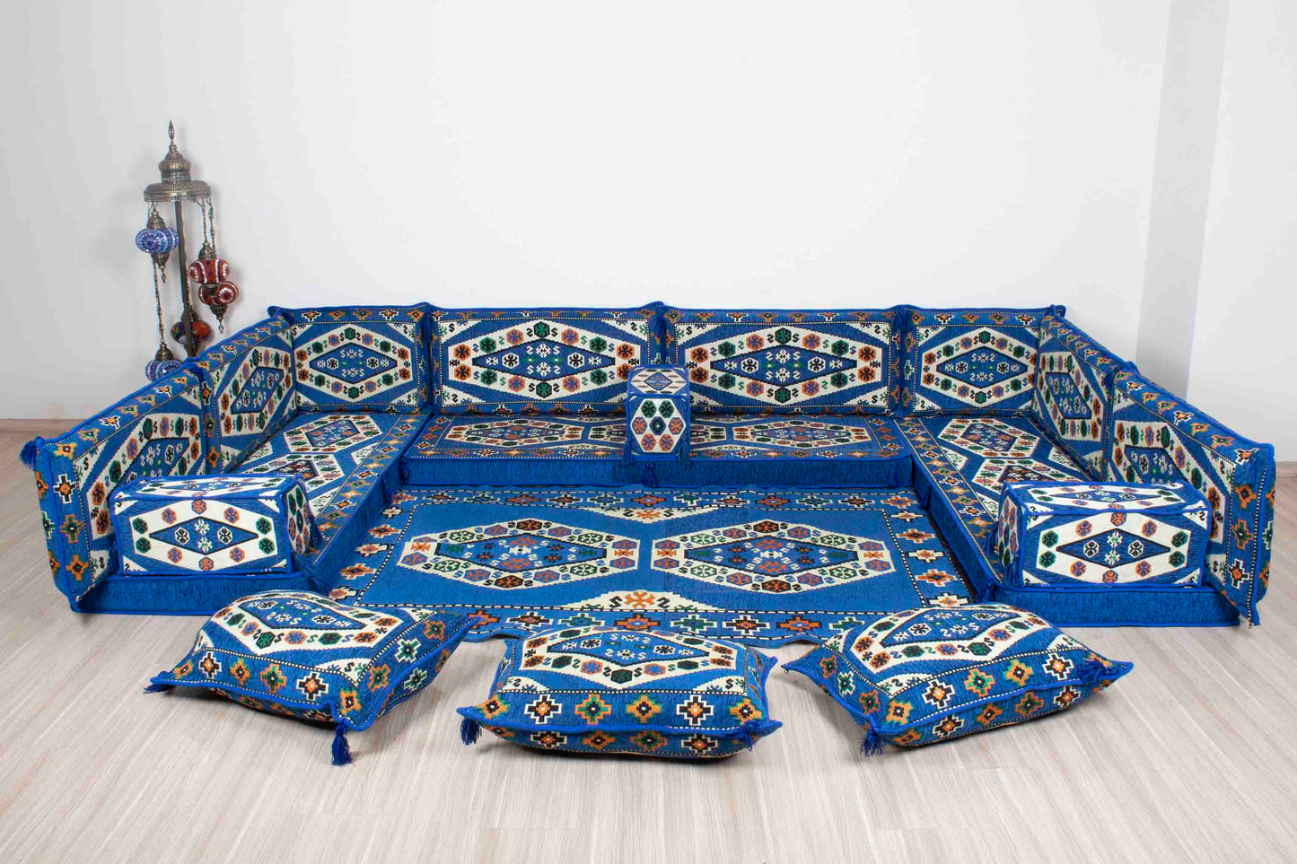 Ephesus Blue U Shaped Sofa Set