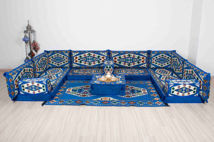 Ephesus Blue U Shaped Sofa Set