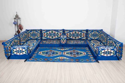 Ephesus Blue U Shaped Sofa Set