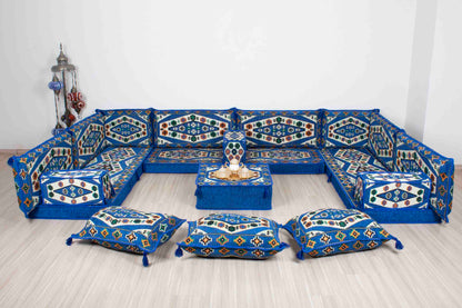 Ephesus Blue U Shaped Sofa Set