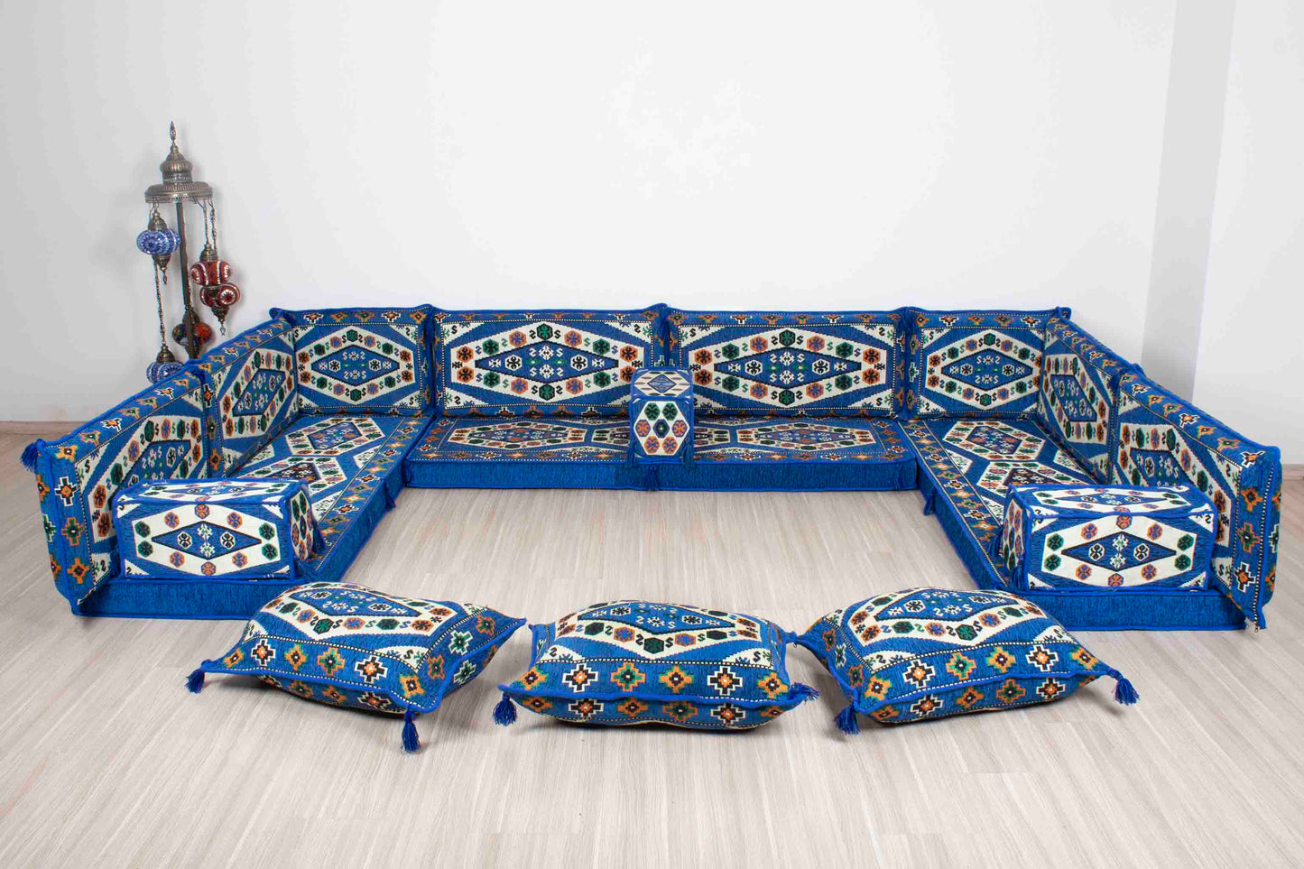 Ephesus Blue U Shaped Sofa Set